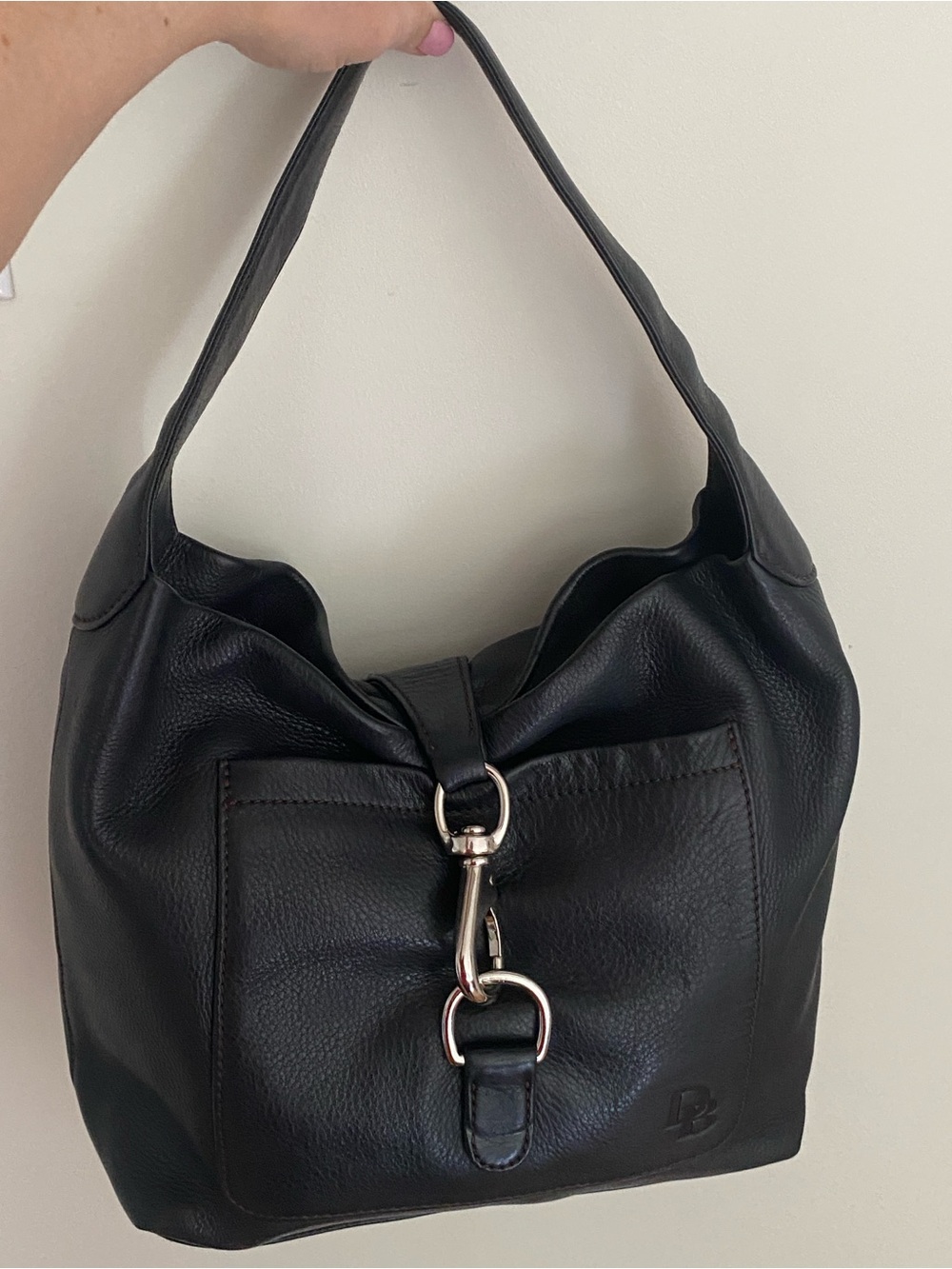 Dooney & Bourke Black Pebble Leather Hobo with Silver-Tone Hardware Super Soft